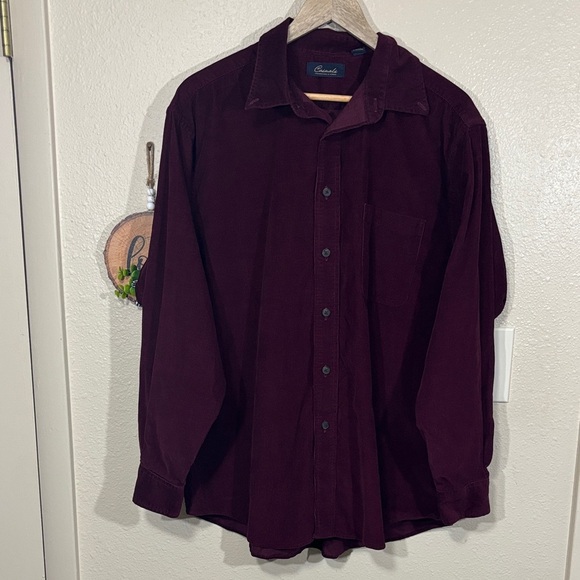 Roundtree & Yorke Other - Roundtree & Yorke Men's Corduroy Burgundy Button Down Shirt Size XL